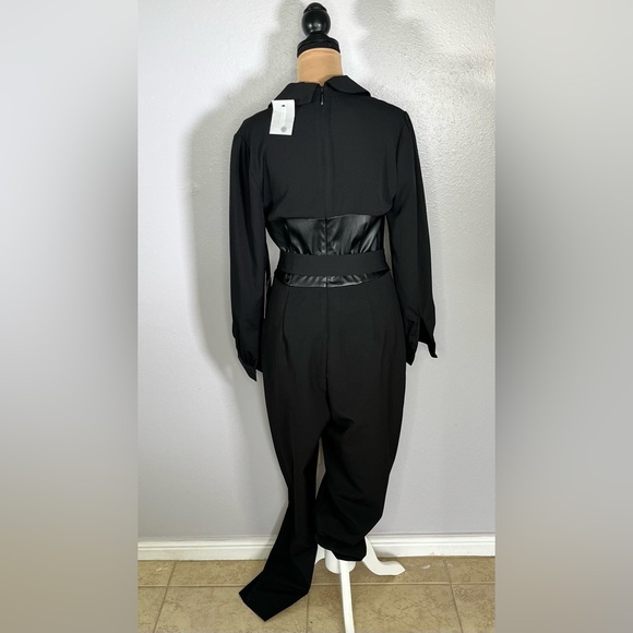 Gabrielle Union Black Faux Leather Corset Belted Jumpsuit M | boss babe cocktail - Picture 4 of 10